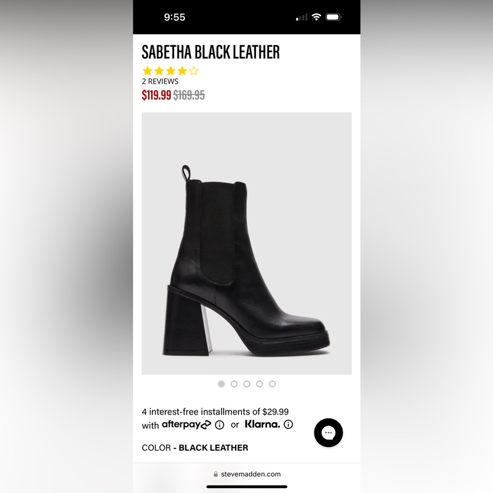 Steve Madden Sabetha Boots - Black Leather 9.5